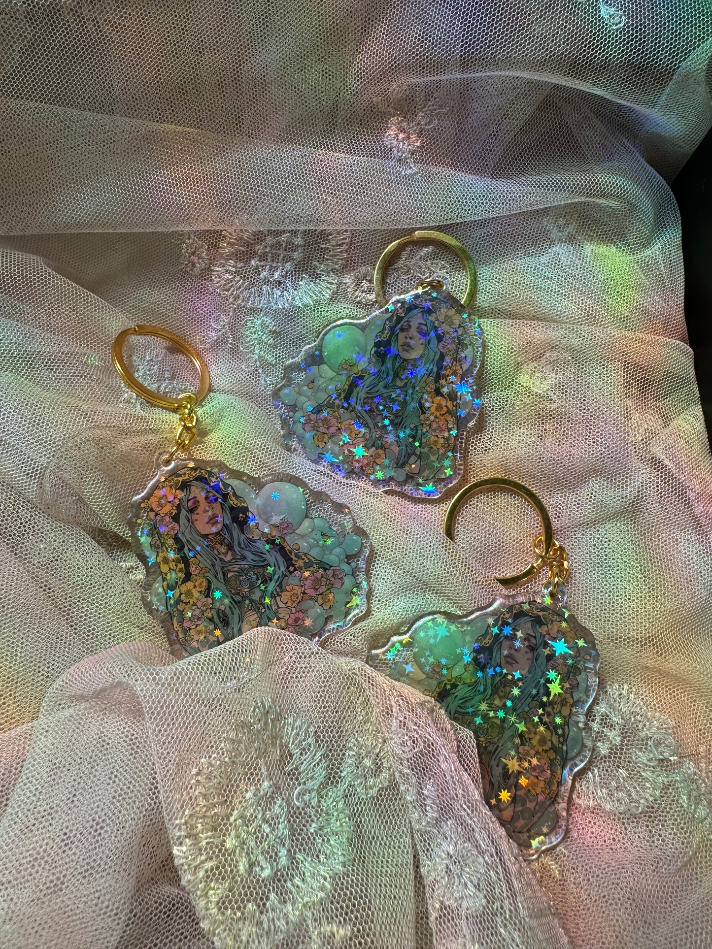 Holographic Goddess Keychain