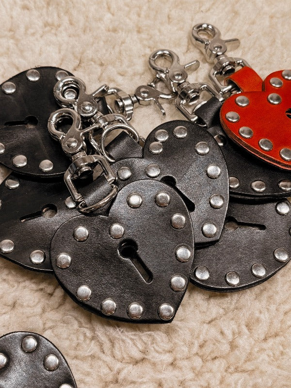 Studded Black Heart Key Fob