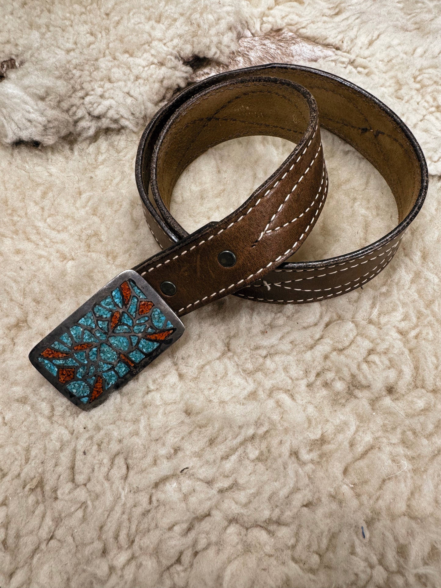 Rattlesnake Turquoise Inlay Belt