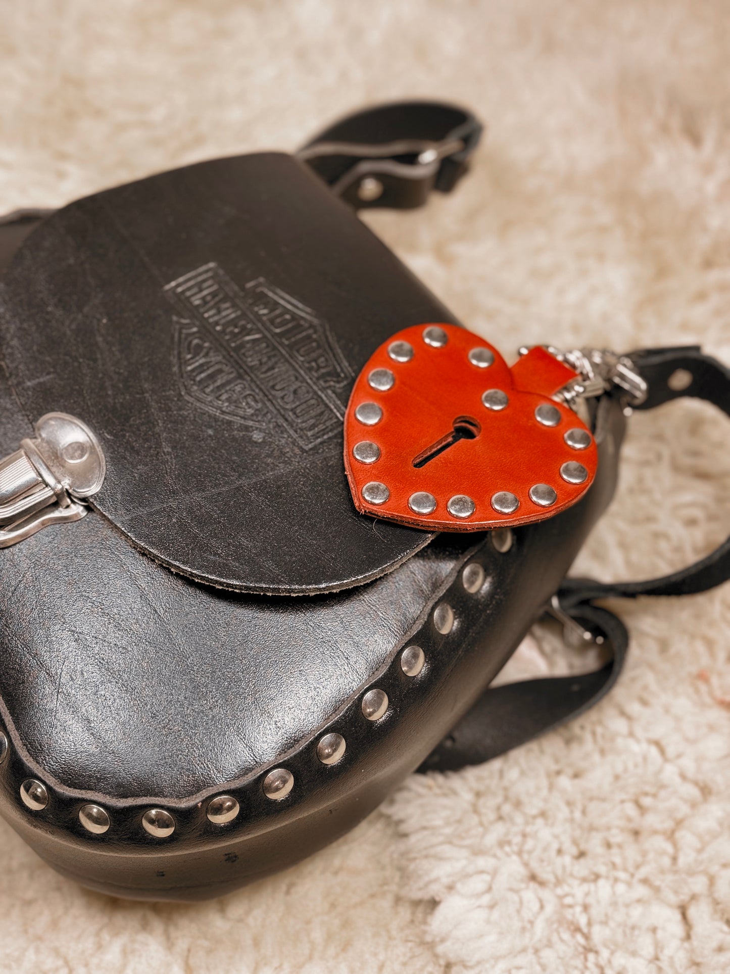 Studded Red Heart Key Fob