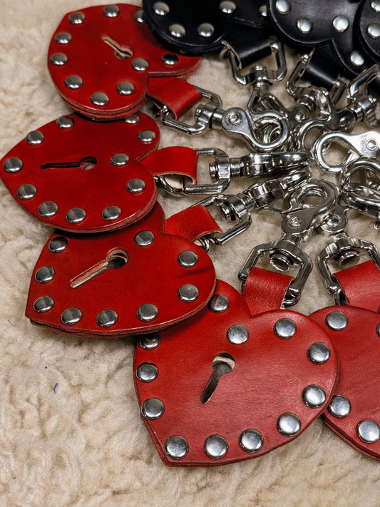 Studded Red Heart Key Fob