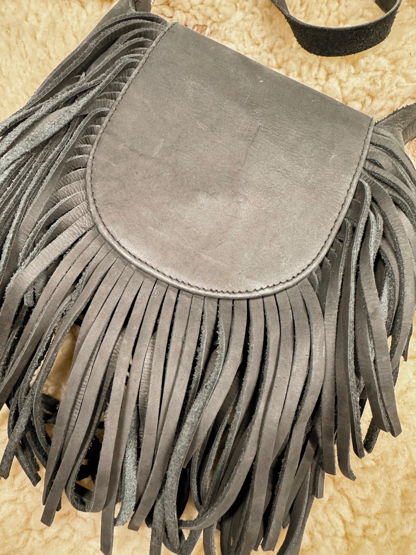 Matte Black Crossbody fringe bag