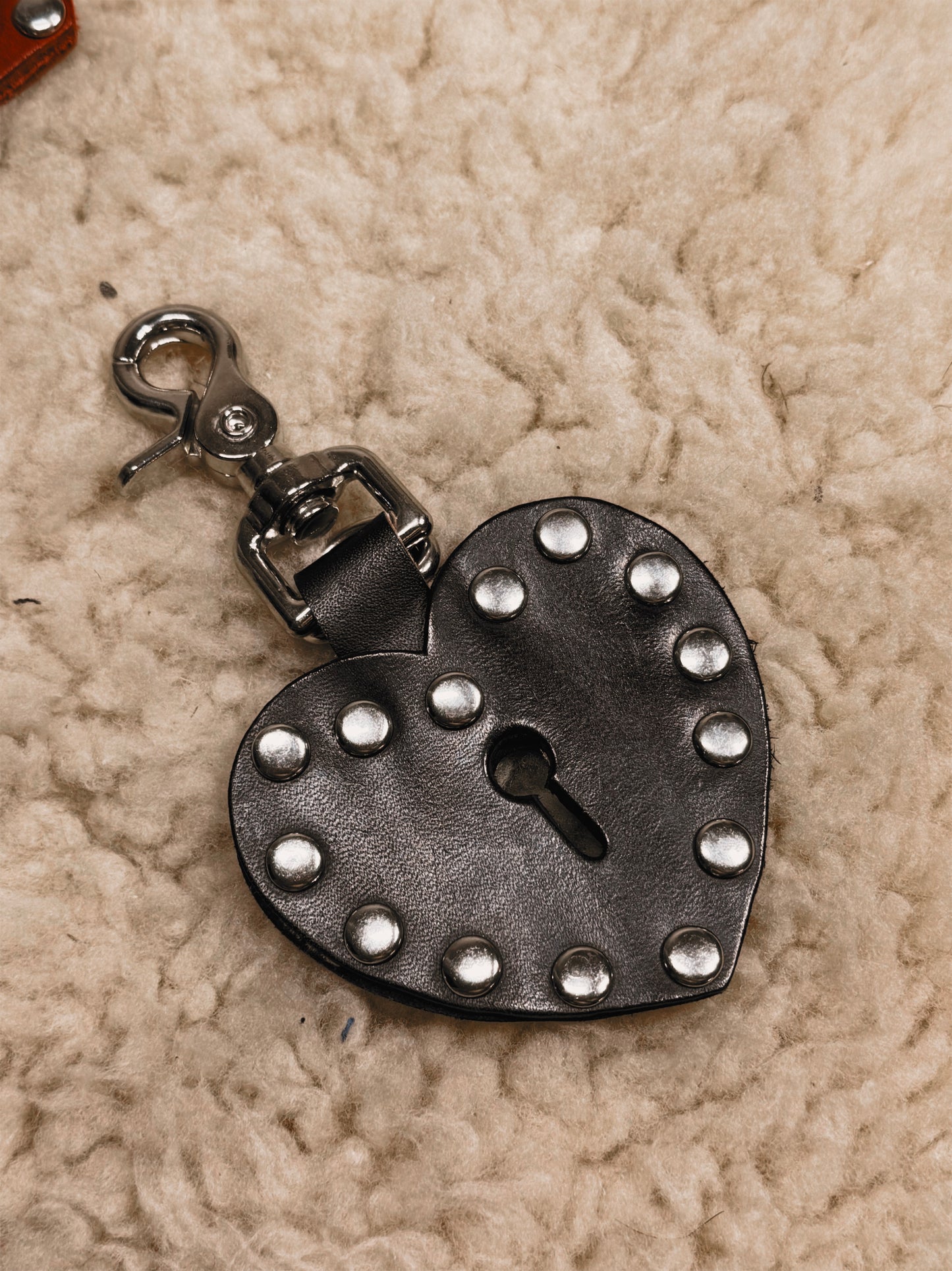 Studded Black Heart Key Fob